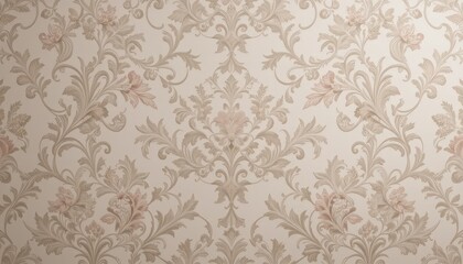 Elegant floral wallpaper design adorned with intricate patterns and subtle hues enhancing interior decor aesthetics