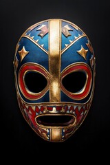 Mexican luchador wrestling mask bold patterns gigapixelhq scale cultural art studio environment high-resolution display