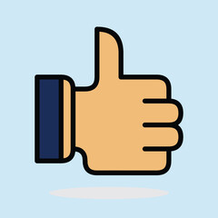 A 3D hand icon with a thumb up or down, a social media approve sign