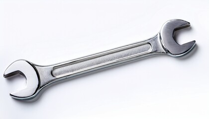  A realistic metalic double ended open wrench with a sleek silver finish,essential hand tool 