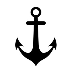 Minimalist black silhouette of an anchor symbolizing stability and maritime life © Fuzzy08 Design