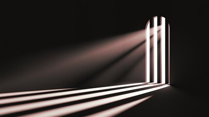 Obraz premium A dramatic play of light and shadow through an arched doorway, creating intriguing reflections.