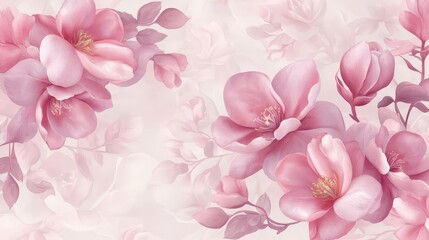Fototapeta premium Exquisite pink flowers wallpaper, a stunning floral design for walls and backgrounds
