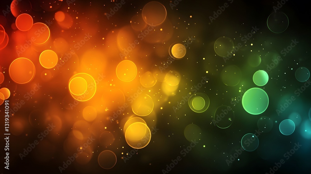 Poster the abstract image presents colorful illuminated circular light orbs
