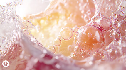 Realistic close-up animation of lipid-based skincare cream forming a protective barrier on the skin while nutrients are absorbed into the epidermis 