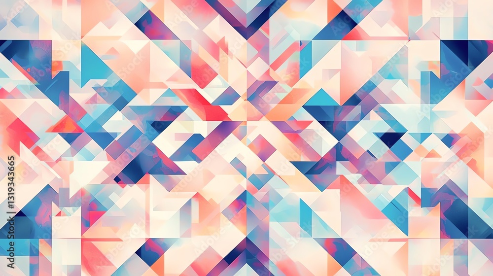 Poster a vibrant, abstract geometric pattern with colorful shapes and angles. suitable for design.