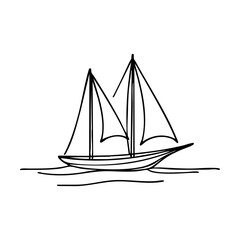 Fototapeta premium Sailing boat illustration on calm water