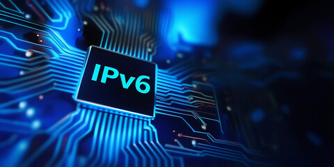 Fototapeta premium IPv6 Chip – Advancing Internet Protocol and IP Addressing Technology
