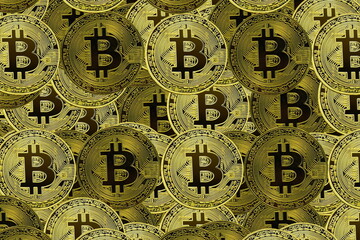 golden bitcoins as symbol of wealth