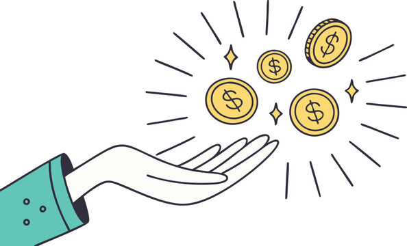hand holding gold coins, money, finance, dollar clip art preview