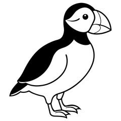Elegant Puffin Outline Vector Art