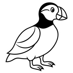 Elegant Puffin Outline Vector Art
