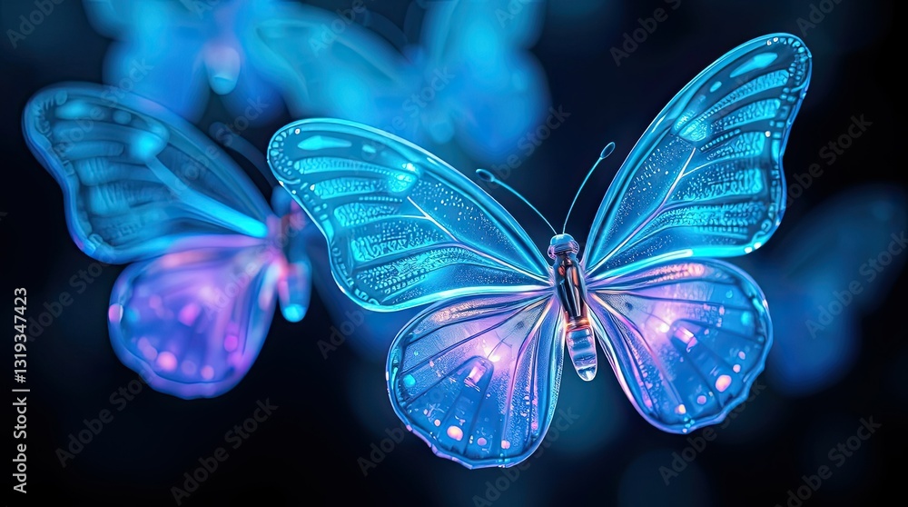 Aufkleber bright blue butterflies illuminate the darkness with their delicate structures and radiant colors cr