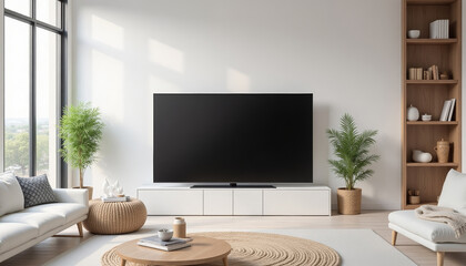 Fototapeta premium Modern LED smart TV in a stylish living room interior