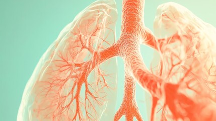 Illustration of human lungs showcasing detailed bronchial structure and function.