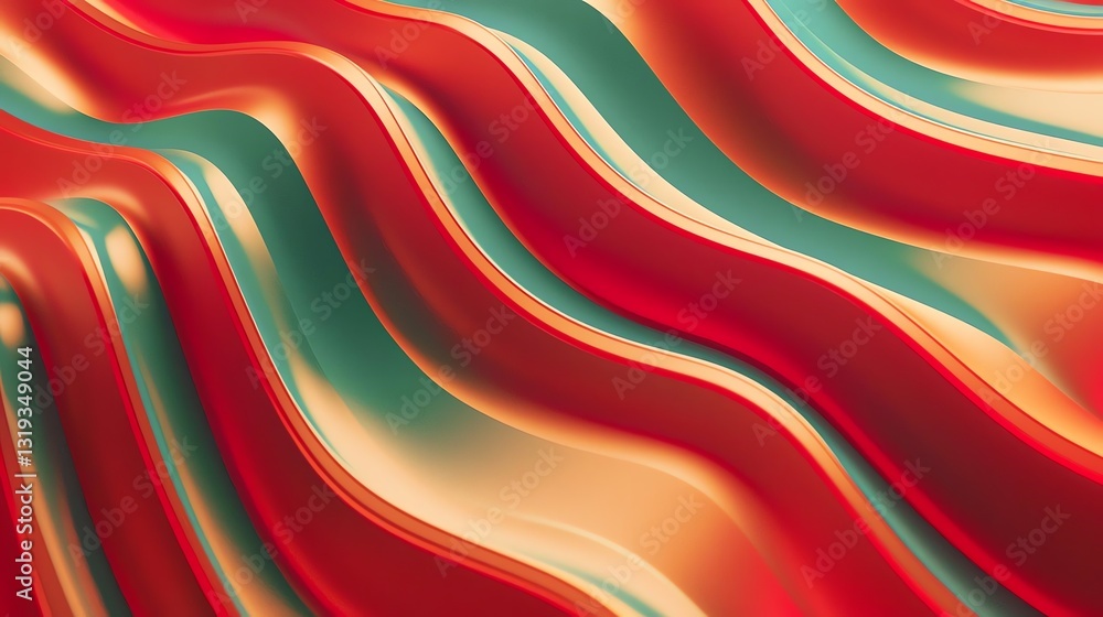 Poster vibrant abstract waves of red and teal create a dynamic, flowing visual effect.