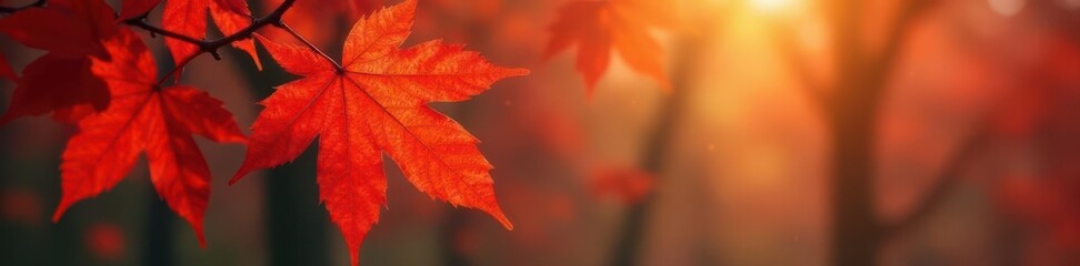 Fototapeta premium Vibrant red and orange maple leaf, crisp detail , fall leaves, yellow