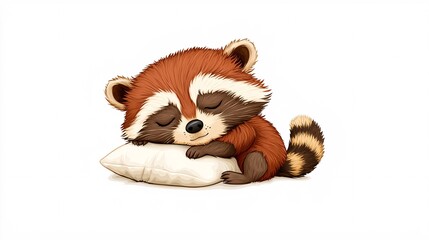 Obraz premium adorable sleeping raccoon illustration for cute animal designs