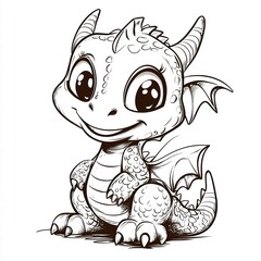 Obraz premium Whimsical Dragon: A charming and adorable dragon illustration, a captivating character smiles. This image encapsulates the charm of fantasy and the joy of creativity.