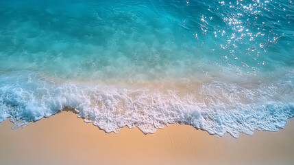 Turquoise watercolor seascape with waves and splashes