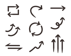 シンプルな手書きの矢印セット　ペン