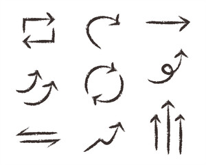 シンプルな手書きの矢印セット　鉛筆