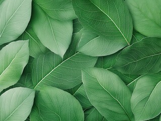 Obraz premium A vibrant arrangement of green leaves showcasing their intricate textures and patterns