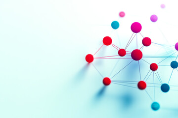 A colorful network of interconnected nodes and lines against a soft background, illustrating concepts of connection and data flow.