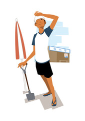 海の家で働く男性