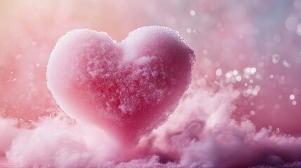 Obraz premium A heart sculpted from cotton candy, dissolving gently into sweet wisps of sugar 