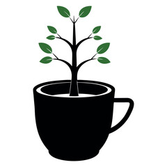 


     A black cup with a tree growing vector illustration.
