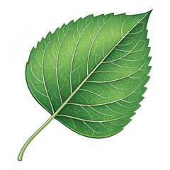 Vibrant Green Leaf Illustration with Detailed Veins, botany , foliage