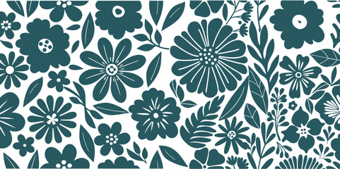 Pattern of seamless flowers. Abstract wildflowers pattern.