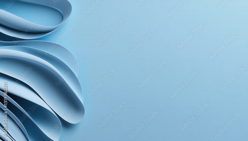 Poster a blue background with a blue paper that is folded into a spiral