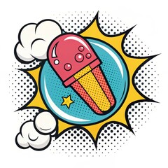 Retro Comic Style Ice Pop Burst, Pop Art ,Summer