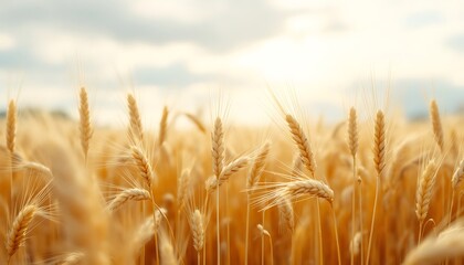 Fototapeta premium Golden Wheat Field at Sunset Nature Photography