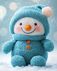 adorable handcrafted snowman in winter wonderland