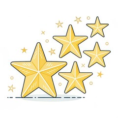 Obraz premium Golden Star Cartoon Set, achievement , success