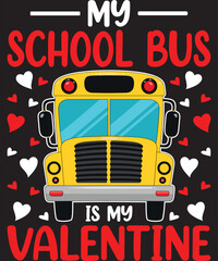 My School Bus Is My Valentine Gnome With School Bus Hearts T-Shirt designs
