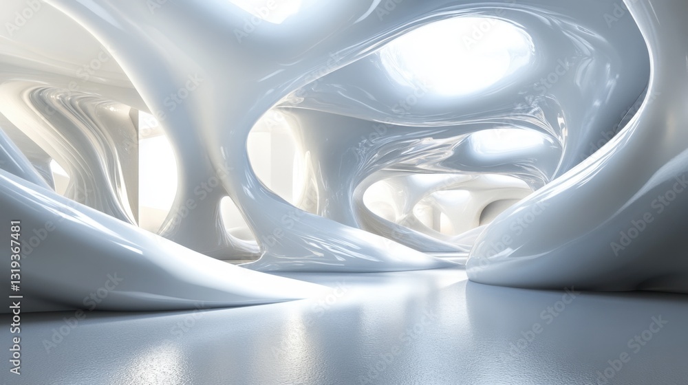 Poster abstract modern architecture with smooth curves and bright lighting