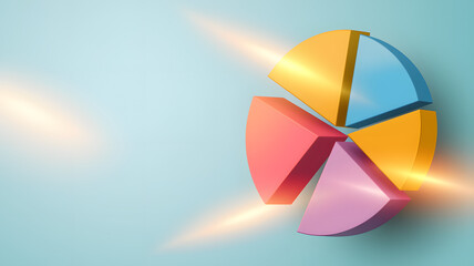 Obraz premium 3D Exploding Pie Chart with Data Visualization. peace symbol on colorful background