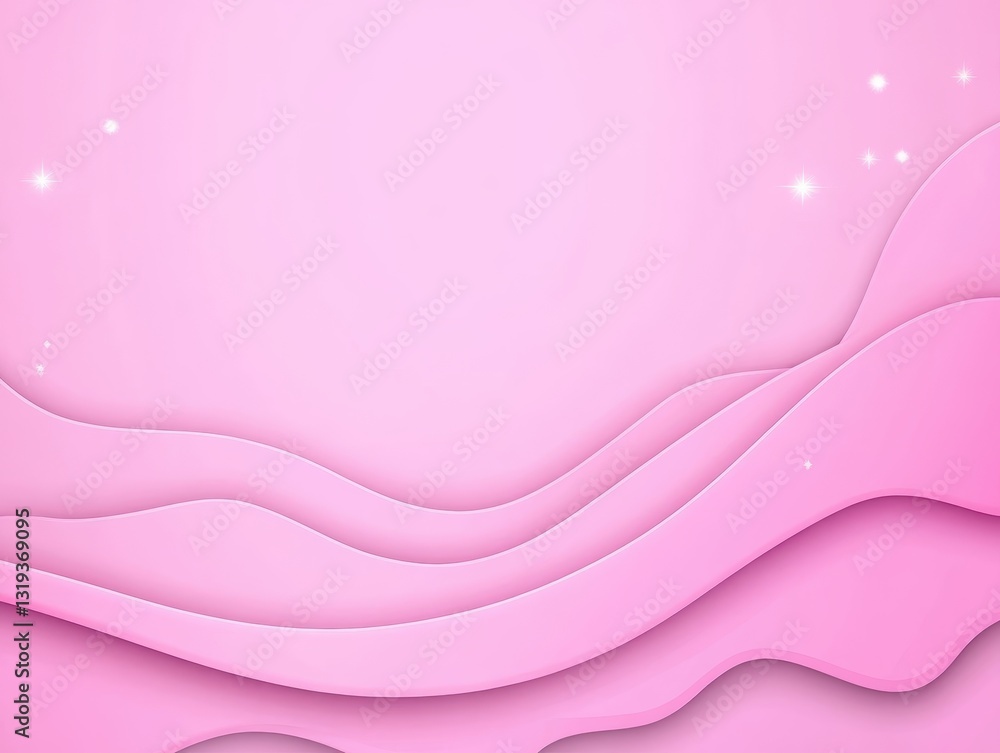 Poster soft pink abstract waves creating a serene background with gentle sparkles