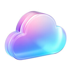 3d glass holographic icon message. Rainbow crystal material with pink blueneon  gradient. 3D illustration on png