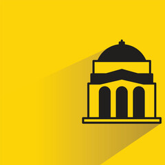 government building icon with shadow on yellow background