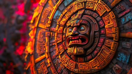 Perfectly structured aztec mandalas sacred shapes vibrant color intricate artwork