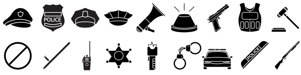 Police icon vector set. Law illustration sign collection. Justice symbol or logo.