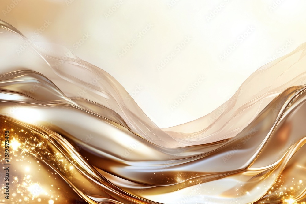 Poster a gold and white wave with sparkles on it
