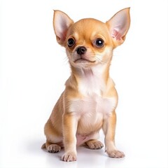 Obraz premium Charming chihuahua dog with expressive eyes and soft fur captured in a playful pose on a neutral background