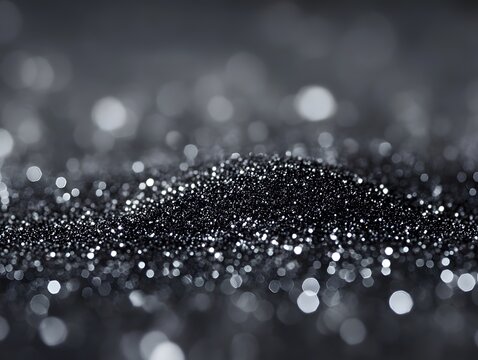 Sparkling Graphite: Close-up shot capturing the shimmering brilliance of finely textured graphite powder, with an exquisite bokeh effect enhancing the depth and visual appeal.