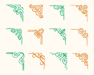 set of vintage corner frames hand drawn